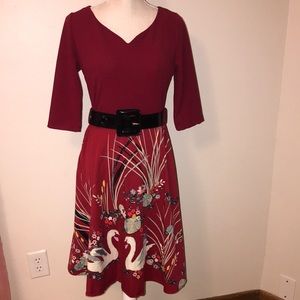 Sucrefas Red Fit & Flare Dress Med